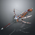 Detailed Mechanical Crossbow With Wooden And Metal Structure And Sharp Arrow Design