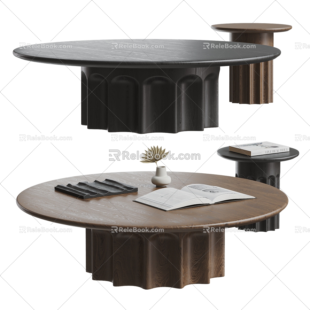 Antique Tea Table Combination Tea Table Side Table Solid Wood Tea Table Jewelry Ornaments Books Quiet Style Antique Tea Table 3d model