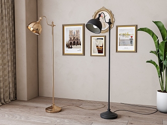 Retro floor lamp combination 3d model