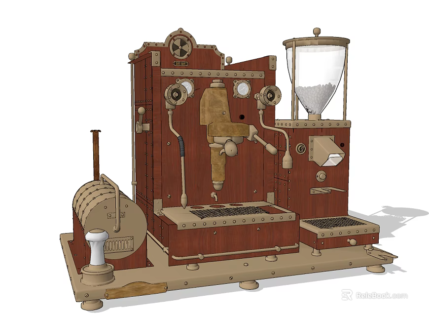 Vintage Wooden Coffee Machine With Glass Container And Metal Parts For Kitchen 3d model 