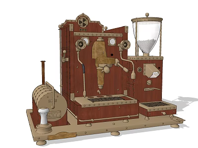 Vintage Wooden Coffee Machine With Glass Container And Metal Parts For Kitchen 3d model