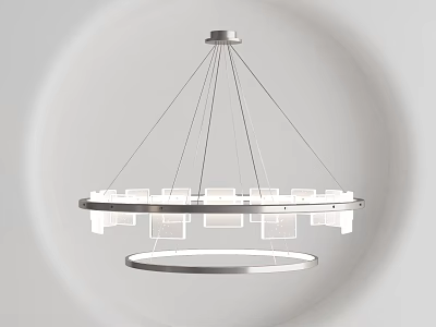 Contemporary Modern Round Chandelier With Metal Frame And Transparent Square Shades 3d model