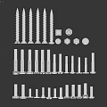 Assorted Black Screws and Bolts Hardware Fasteners with Various Sizes and Head Styles