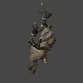 Mystical Forest Creature With Antlers Glowing Eyes Wooden Body And Acorn