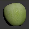 Fresh Green Apple With Smooth Shiny Surface And Reflection On Dark Background 3d model