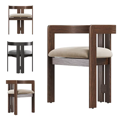 Modern Single Chair With Wooden Armrest Frame And Soft Cushion Multiple Colors 3d model