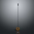 Modern Floor Lamp Furniture with Black Slender Pole and Orange Woven Spherical Base