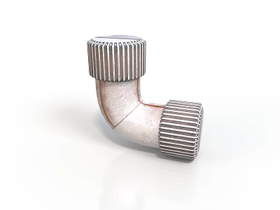Metal Threaded Elbow Pipe Fitting As Industrial Plumbing Equipment With Ribbed Ends 3d model