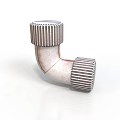 Metal Threaded Elbow Pipe Fitting As Industrial Plumbing Equipment With Ribbed Ends