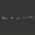 Vintage Model Train with Steam Locomotive and Multiple Carriages on Red Tracks Display Base