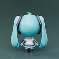 Chibi Style Game Anime Character With Blue Long Twintails And Headphones