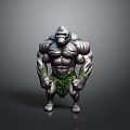 Muscular Gorilla Character Design With Strong Build And Green Leaf Shorts