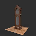 Tall Brown Wooden Grandfather Clock On Wooden Floor With Dark Background