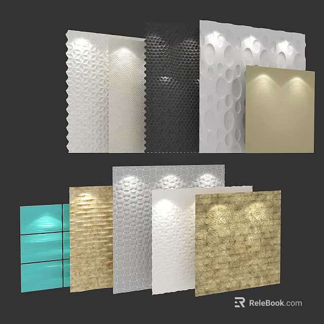 Modern Wall Designs With Diverse Textures Colors And Decorative Patterns 3d model