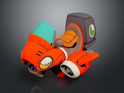 Vibrant Orange Motorcycle With Green Components Orange Seat And Sleek Design 3d model