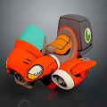 Vibrant Orange Motorcycle With Green Components Orange Seat And Sleek Design 3d model