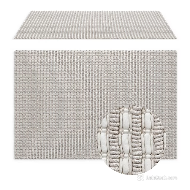 Square Area Rug With Woven Texture And Detailed Weave Pattern 3d model 