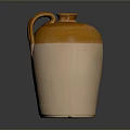Orange And Beige Handcrafted Ceramic Sculpture With Detailed Curved Handle