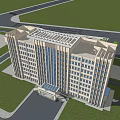 Modern Office Building Exterior With Multiple Floors Large Windows Light Facade And Architectural Top Design