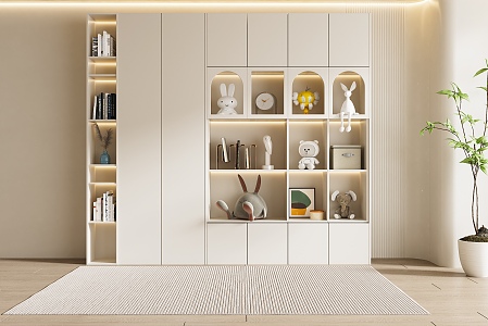 modern wardrobe cream wardrobe 3d model