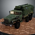 Heavy Duty Military Truck With Camouflage Paint And Large Off Road Tires