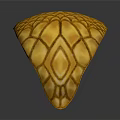 Golden Cobra With Striped Body Flattened Head And Red Ball Base On Dark Background