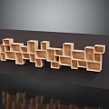 Wooden Square Wall Shelf With Modern Geometric Design For Home Storage Furniture