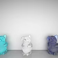 Decorative Pig Shaped Ornament Set Featuring Three Colored Transparent Figurines For Home Tabletop Decor