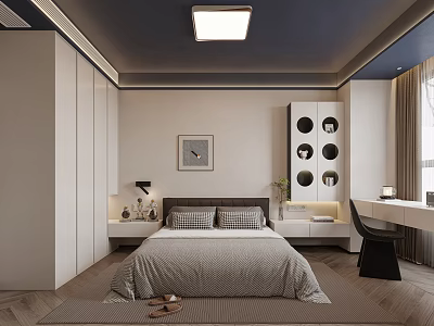 Bedroom Desk Ceiling Lamp Small Chandelier Chair Wardrobe 3d model