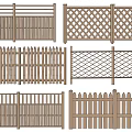Wooden Railings With Various Designs Including Slatted Lattice And Spiked Tops For Outdoor Decoration