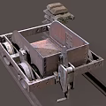 Old Rusty Railway Cart Placed On Metal Tracks With Stone Blocks