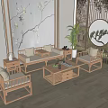 New Chinese-style sofa and coffee table combination main picture two 3d model