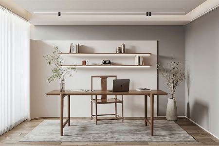 Quite Study Desk and Chair Combination Creative Study Bookcase Study Home Study Decoration Jewelry Combination 3d model