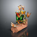 Decorative Paper Boat Model Adorned With Colorful Butterflies And Ornamental Details