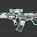 Modern Tactical Assault Rifle Featuring Scope Grip Magazine And Gray Blue Design