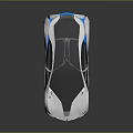 Futuristic Concept Car With Sleek White Body Blue Accents And Unique Wheels