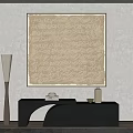 Minimalist Interior With Decorative Art Modern Console And Floor Lamp 3d model