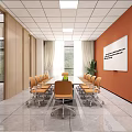 Spacious Bright Modern Elevator Lobby With Marble Walls Wooden Accents Polished Tile Flooring And Green Plant