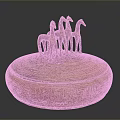 Artistic Sculpture Carving With Three Horse Figures On Round Geometric Patterned Vessel