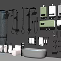 Complete Modern Bathroom Combination With Bathtub Toilet Shower System And Accessories