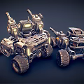 Futuristic Tank Detailed Mechanical Design With Large Wheels And Weapon Systems