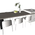 Nakajima counter bar counter operating table dining table and chairs 3d model