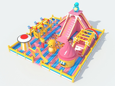 Inflatable Castle Naughty Castle Steam Bag Amusement Facilities Children's Paradise 3d model