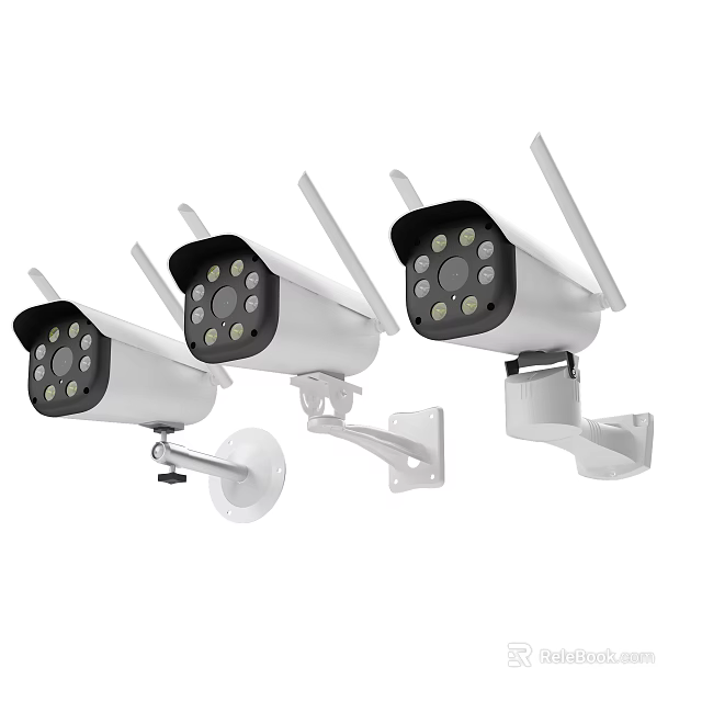 Wireless Outdoor Surveillance Cameras With Night Vision And Mounting Brackets For Security Monitoring 3d model 