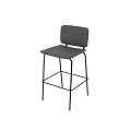 Modern Bar Stool With Gray Leather Seat Backrest And Black Metal Frame