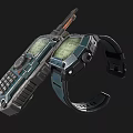 Rugged Blue Green Walkie Talkie And Smartwatch With Digital Screens For Daily Use