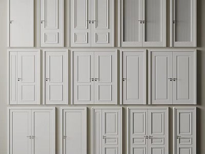 Various White Hinged Doors Featuring Single And Double Panel Designs For Home Interiors 3d model
