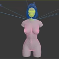 Game and Movie Character 3D Model with Blonde Short Hair Upper Body and Black Background