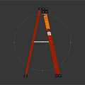 Sturdy Red Ladder With Black Top And Silver Steps For Household Use 3d model