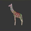 Red and White Spotted Giraffe 3D Model with Gray Background and Ground Reflection